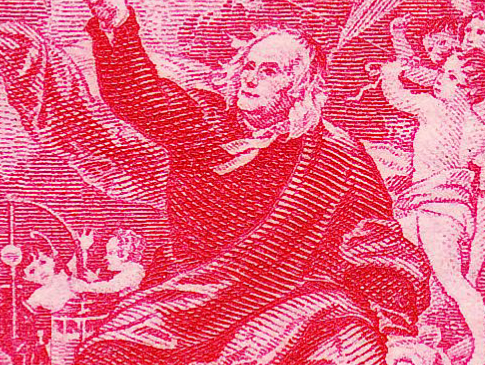 Benjamin Franklin on a postage stamp