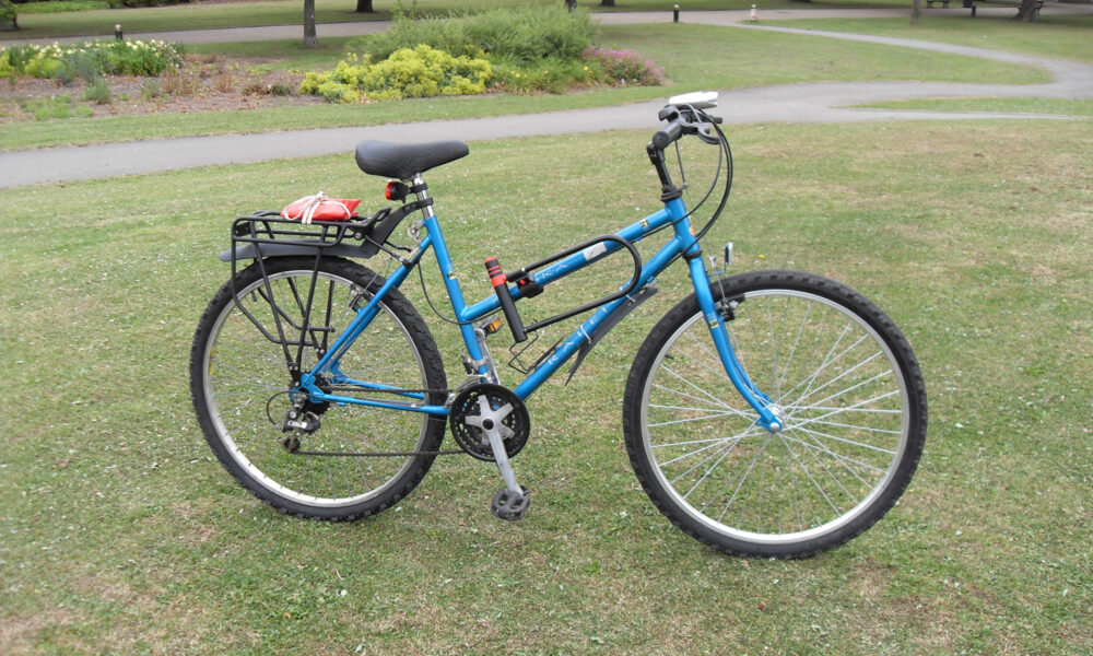 Bicycle parked in a public park