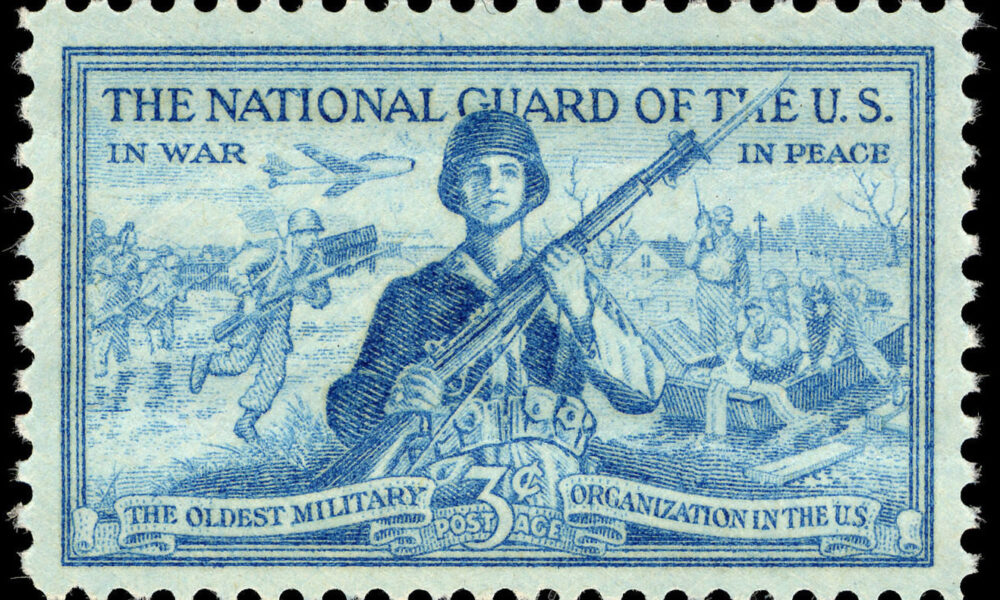 Postage stamp celebrating the National Guard shortly after its inception