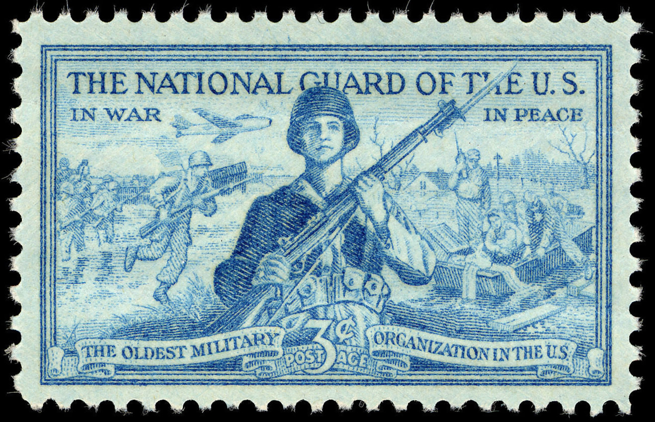 Postage stamp celebrating the National Guard shortly after its inception