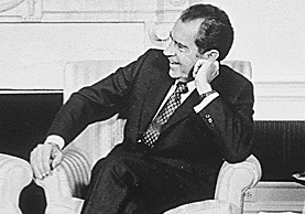 Richard Nixon lounging on sofa