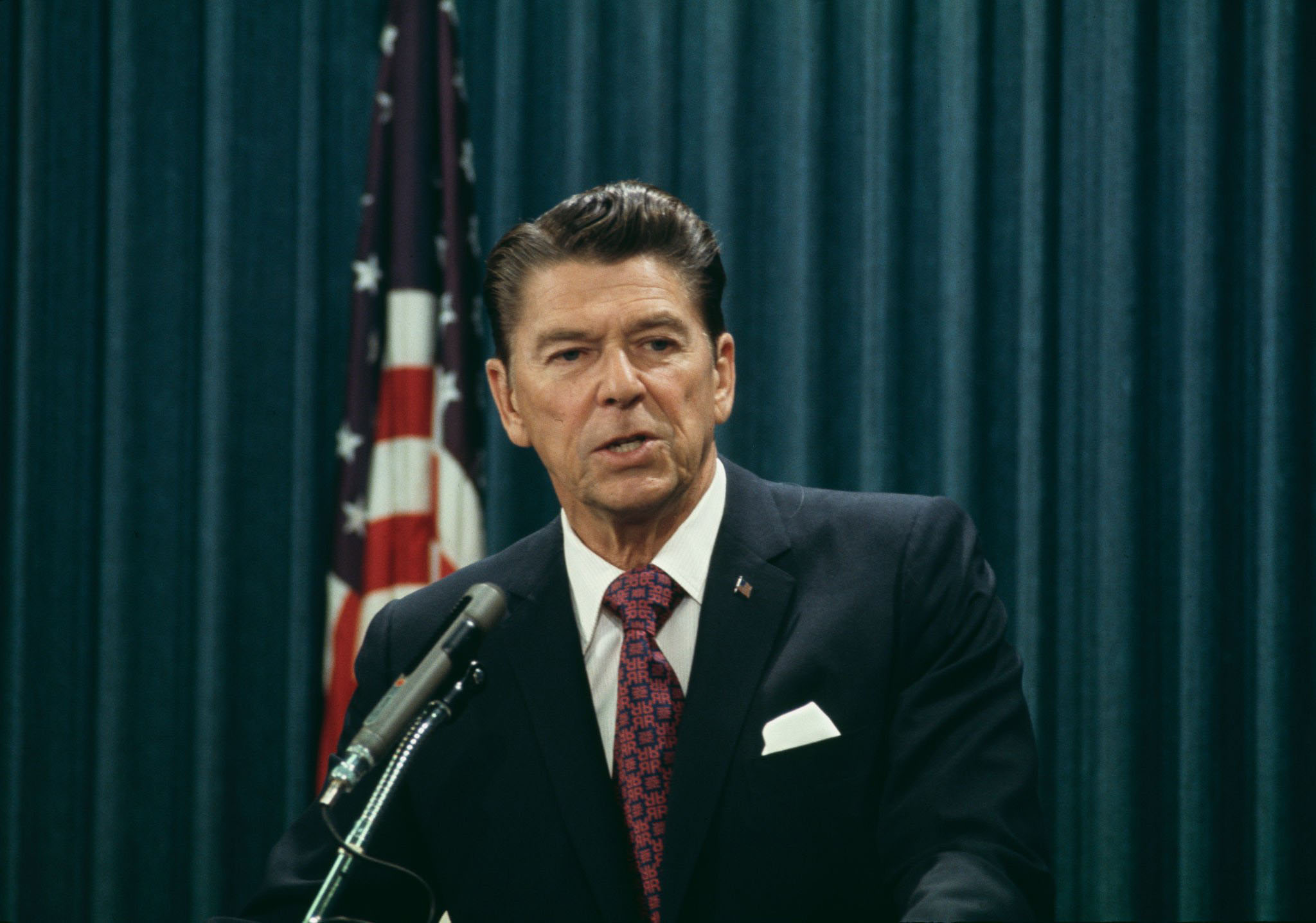 Ronald Reagan speaks at a press conference