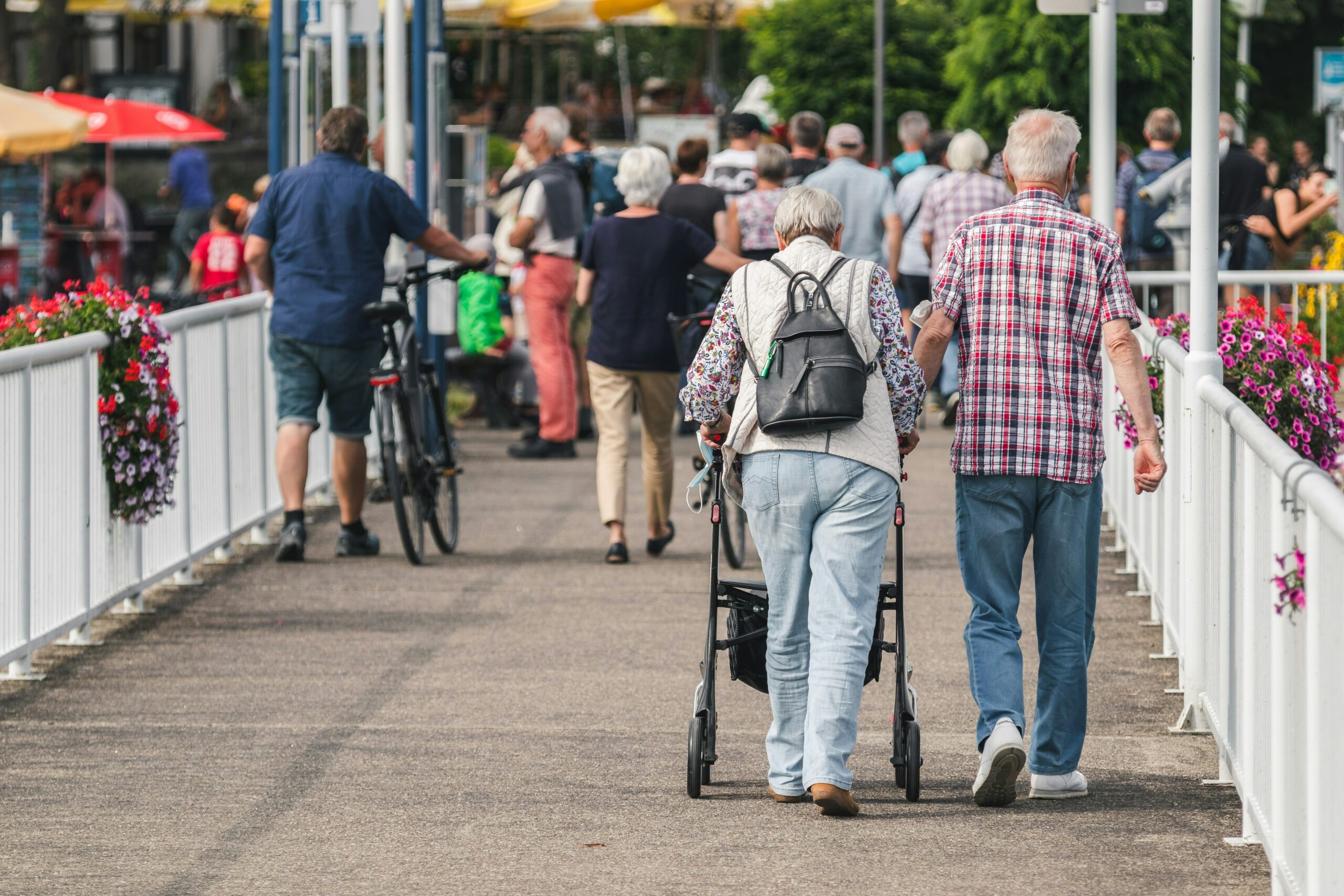 Senior citizens in a retirement community