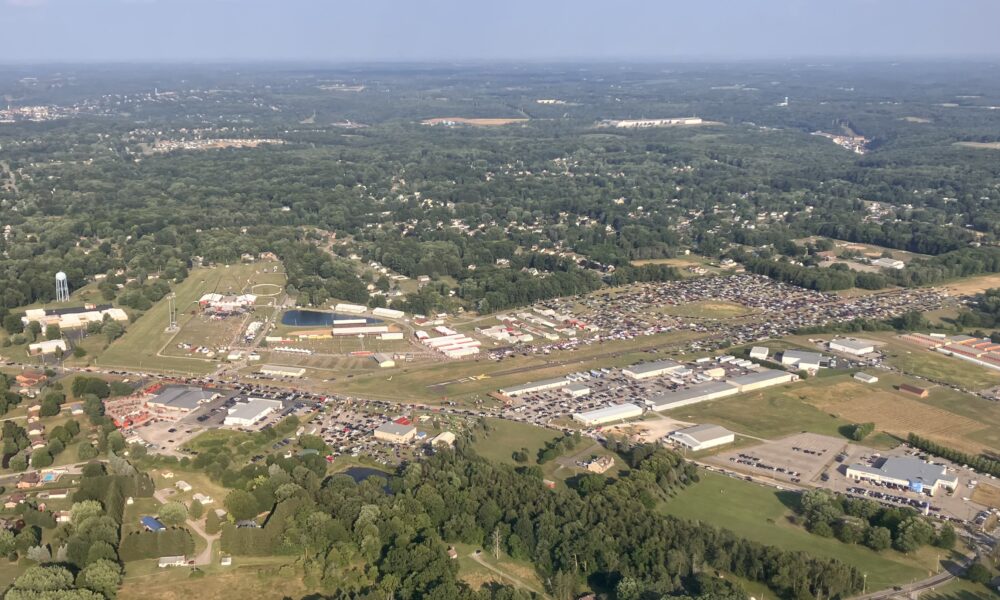 Butler, Pennsylvania, wide aerial view, on July 13, 2024, the day of the attempted assassination of Donald Trump