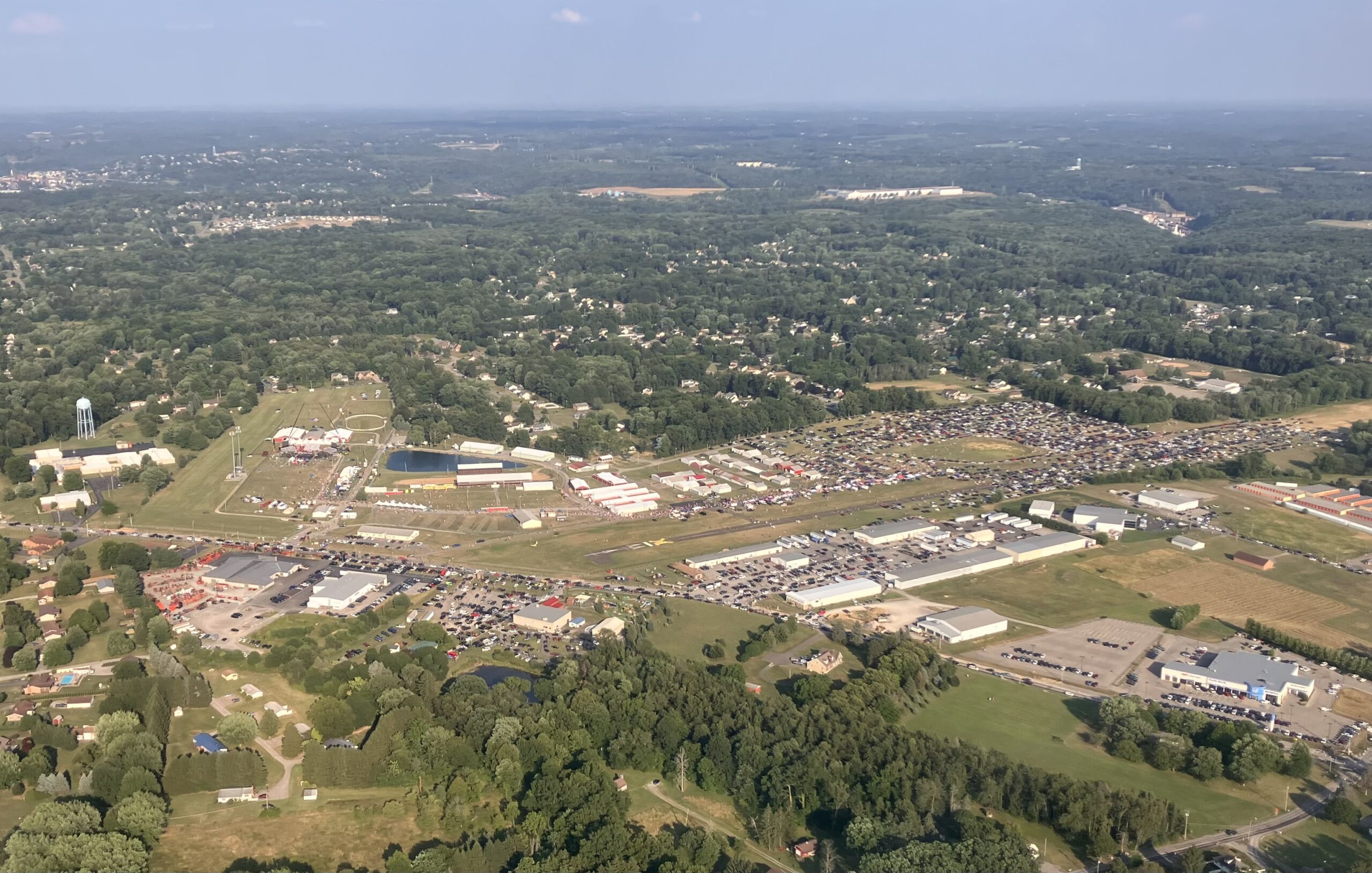 Butler, Pennsylvania, wide aerial view, on July 13, 2024, the day of the attempted assassination of Donald Trump