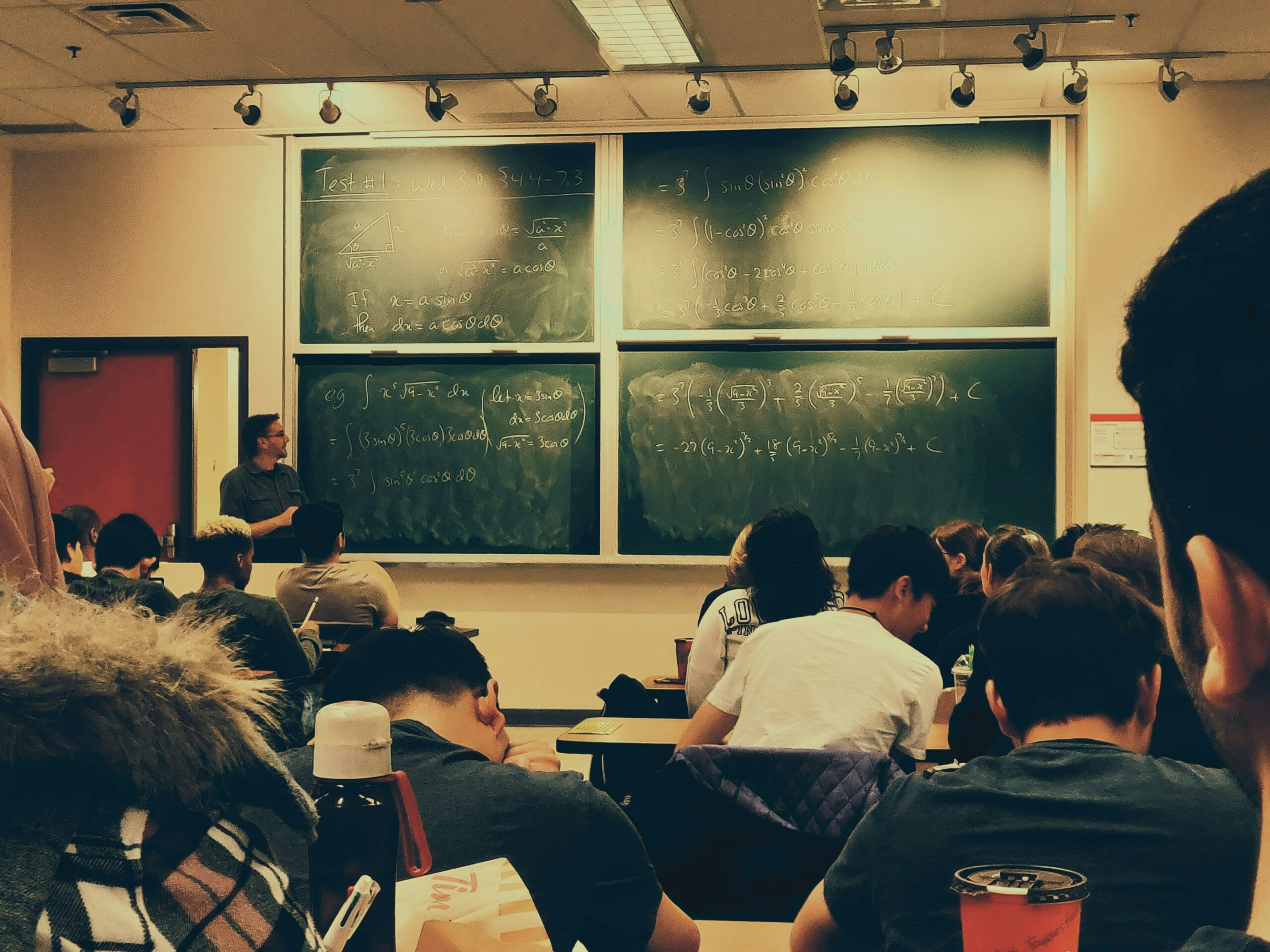 Classroom with higher math class in session