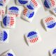 I Voted stickers handed to each voter as he leaves the polling place