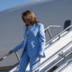 Vice President Kamala Harris deplanes from a C-32 (as Air Force Two) at Peterson Space Force Base, serving the Air Force Academy