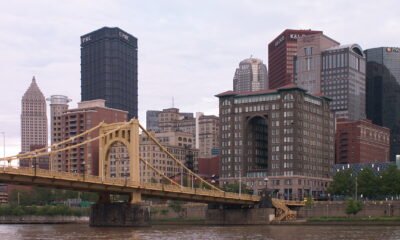 Pittsburgh skyline with bridge in foreground