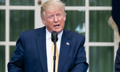 President Donald Trump speaks in front of the Rose Garden at the White House