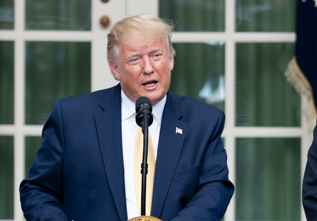 President Donald Trump speaks in front of the Rose Garden at the White House