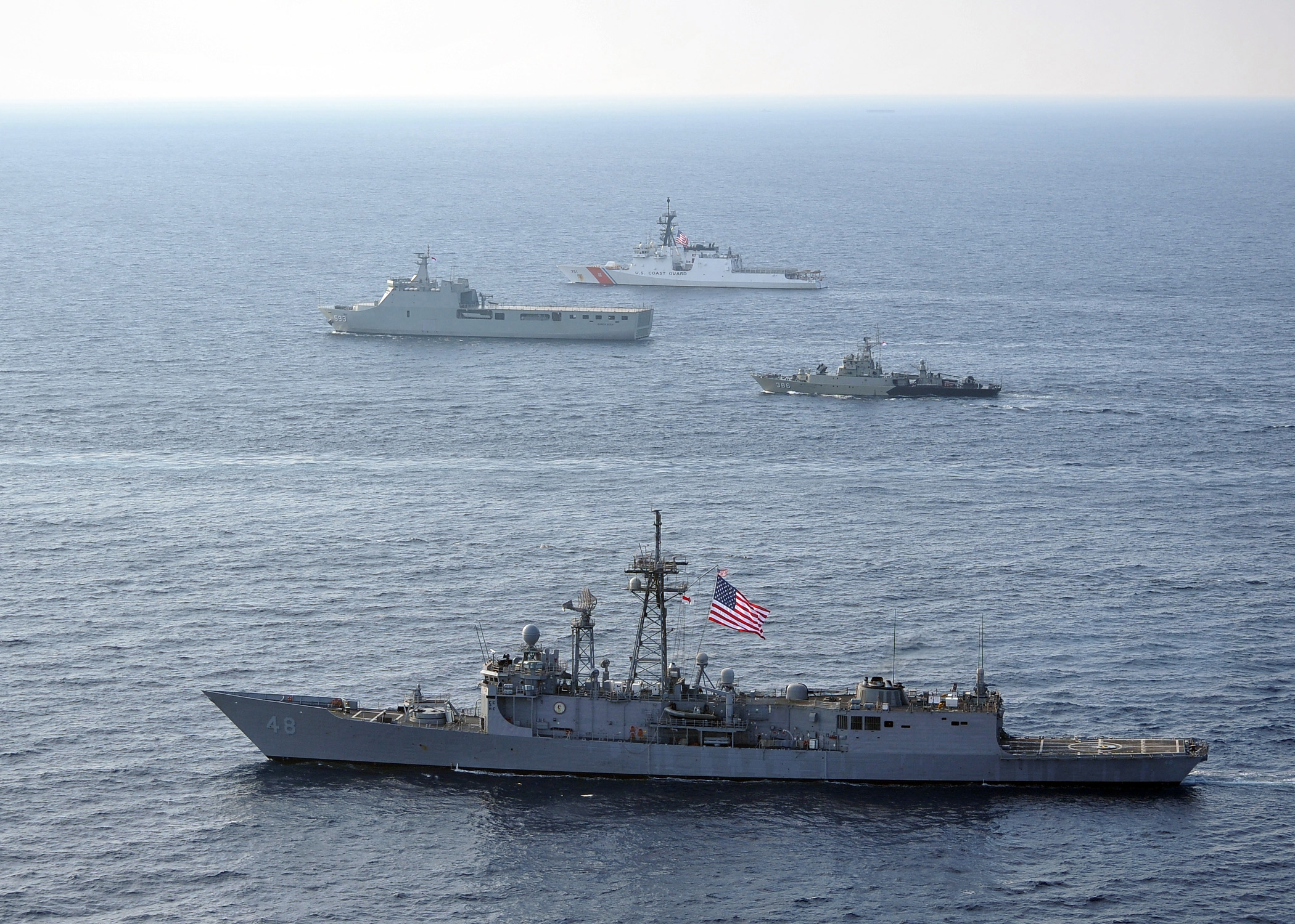 US Navy, Indonesia Navy and US Coast Guard ships taking part in Cooperation Afloat Readiness And Training (CARAT) exercises in 2012