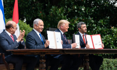 Abraham Accords, with signatures, including Donald Trump and Benjamin Netanyahu