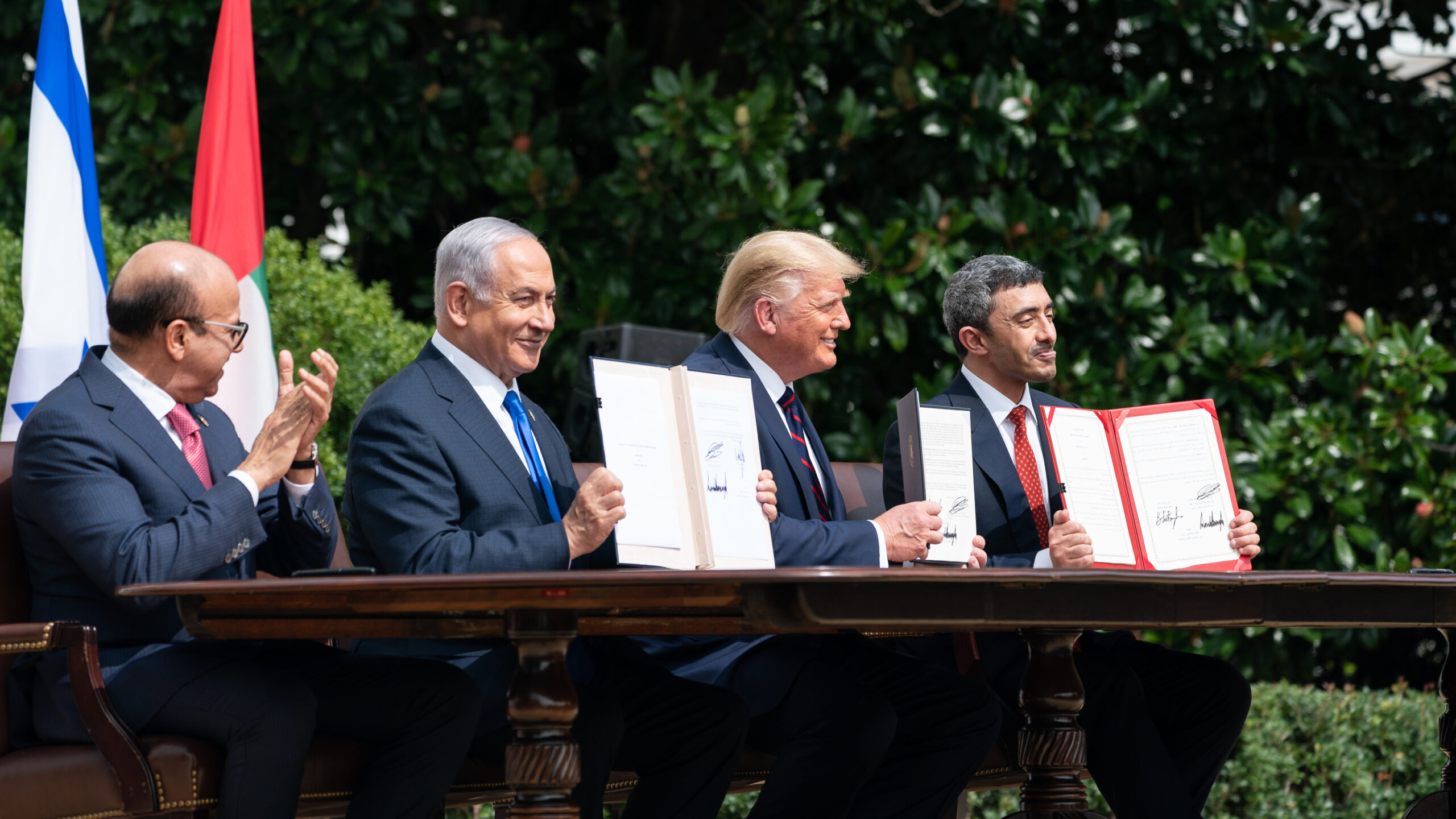 Abraham Accords, with signatures, including Donald Trump and Benjamin Netanyahu