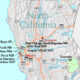 California partial northern road map with military bases marked.