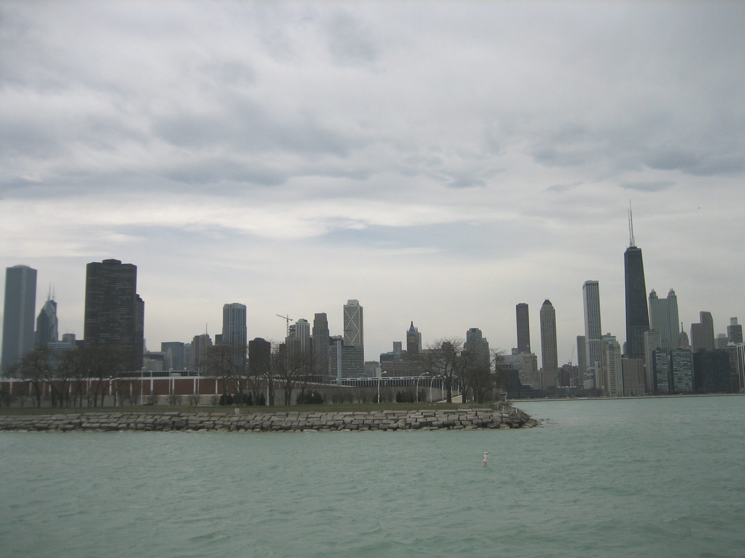 Chicago skyline,under an overcast sky