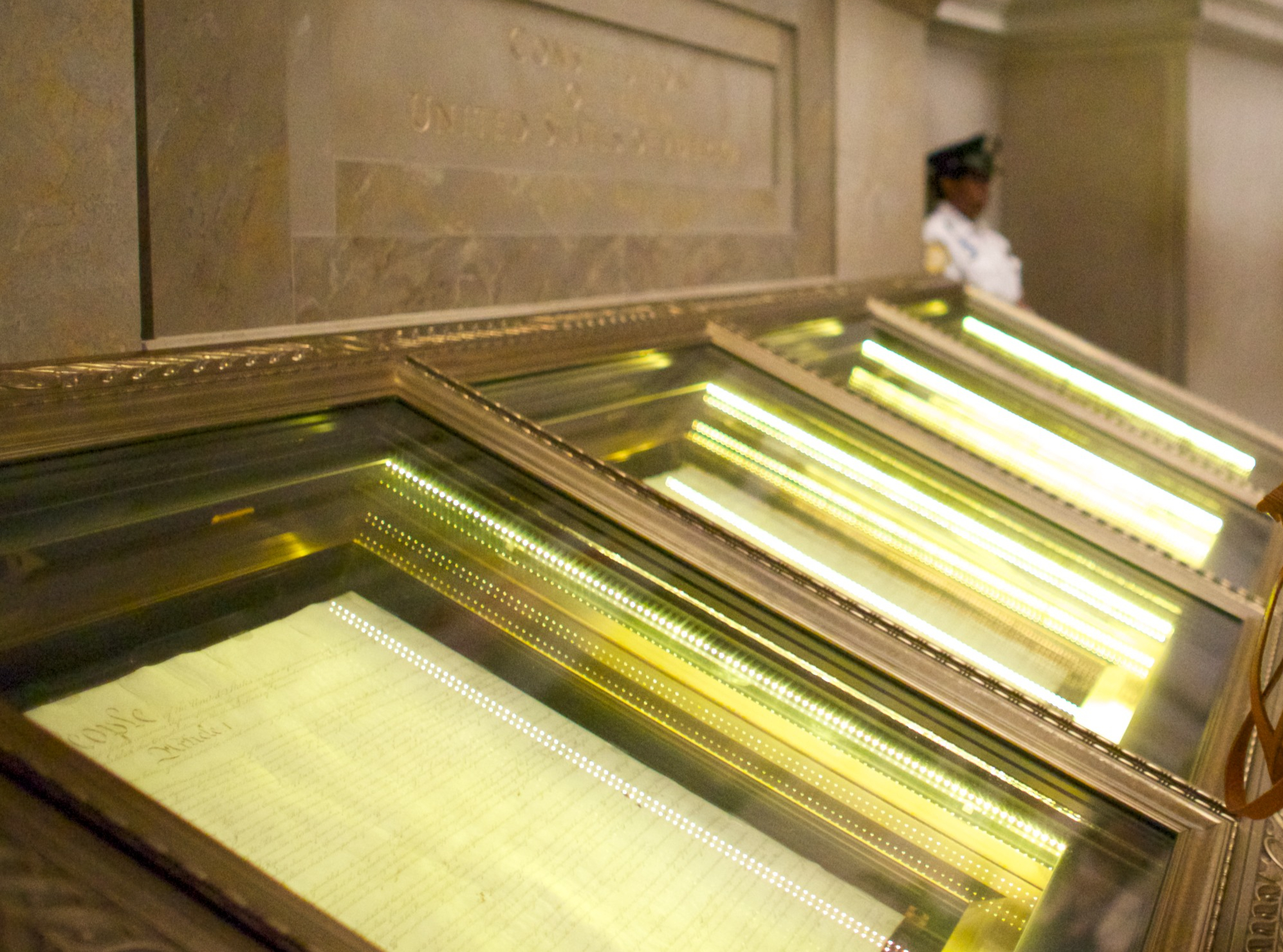 Constitution in four display cases