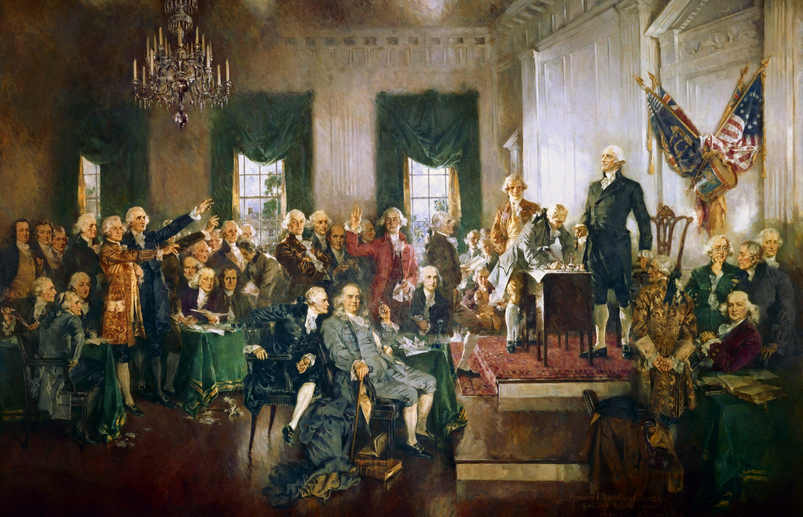 Illustration of the Constitutional Convention in Philadelphia in 1787