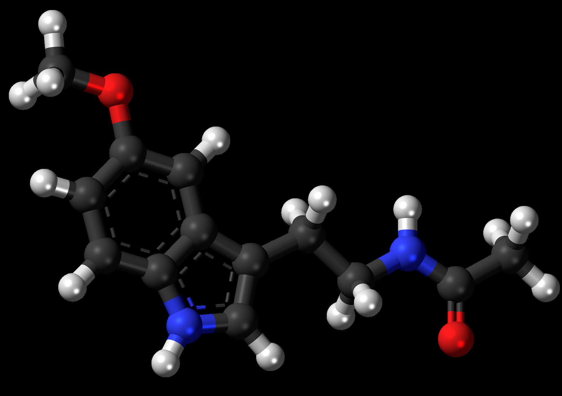 Melatonin ball and stick model