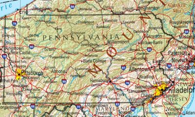 Pennsylvania road map complete showing New Jersey