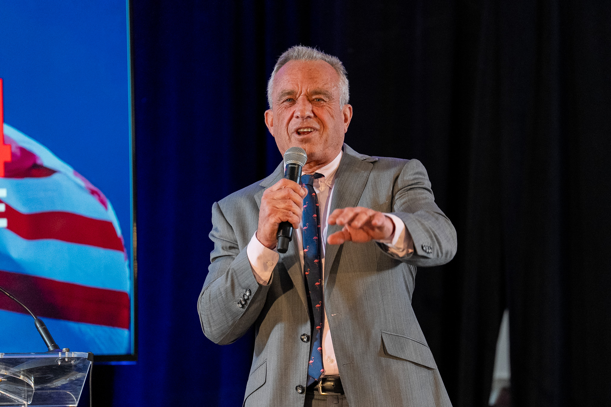 Robert F. Kennedy Jr. addresses a rally in Long Island