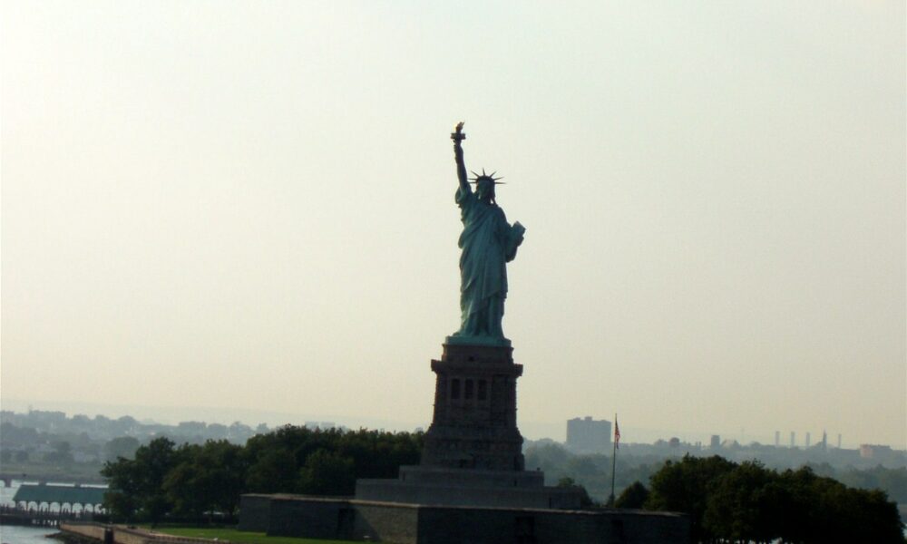 Statue of Liberty taken from a cruise ship coming into New York Harbor from the Atlantic Ocean.