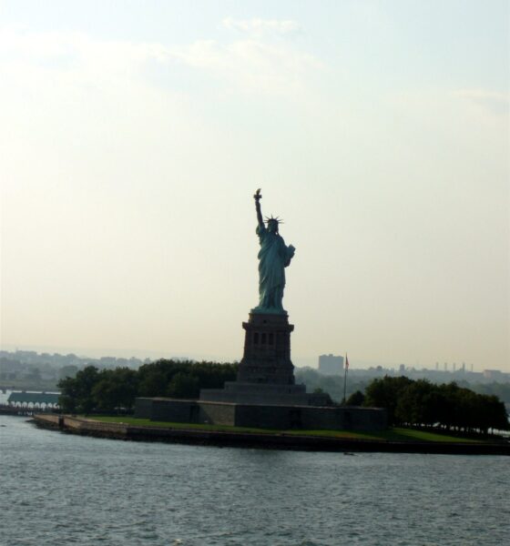 Statue of Liberty taken from a cruise ship coming into New York Harbor from the Atlantic Ocean.