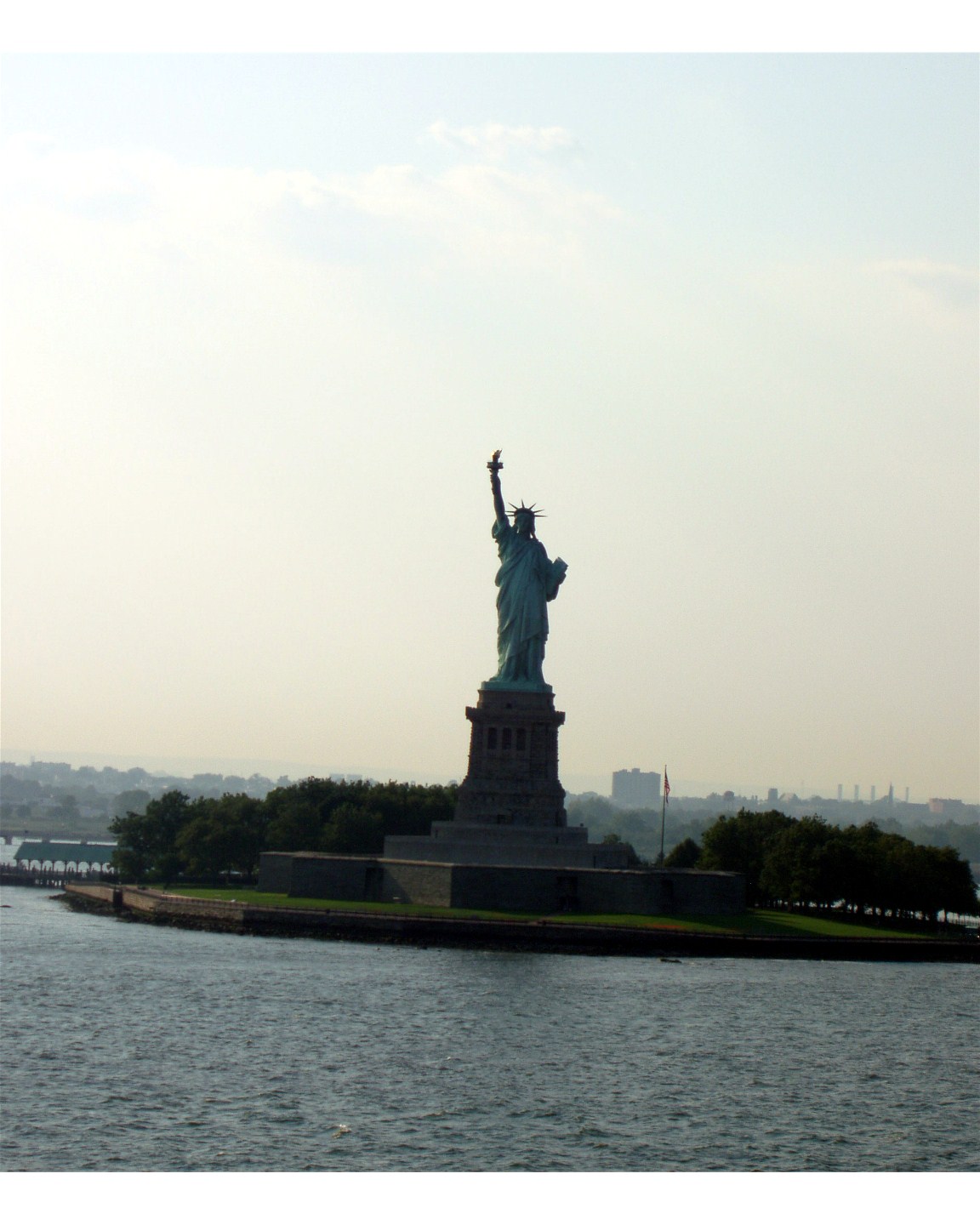 Statue of Liberty taken from a cruise ship coming into New York Harbor from the Atlantic Ocean.