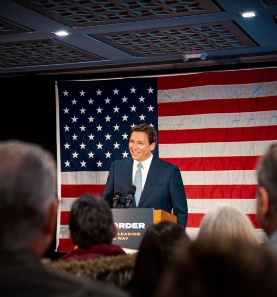 Governor Ron DeSantis of Florida addresses a crowd on Staten Island, part of New York City