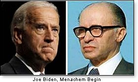 Joe Biden and Menachem Begin, circa 1982