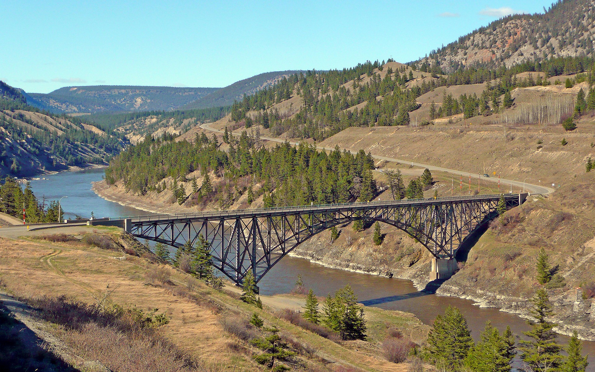 Sheep Creek Bridge BC Highway 20 crossing Fraser River in British Columbia, Canada