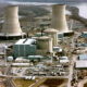 Three Mile Island, showing the two Units and two of the cooling towers.