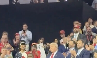 Donald Trump and his family in their box at the Republican National Convention on Day One