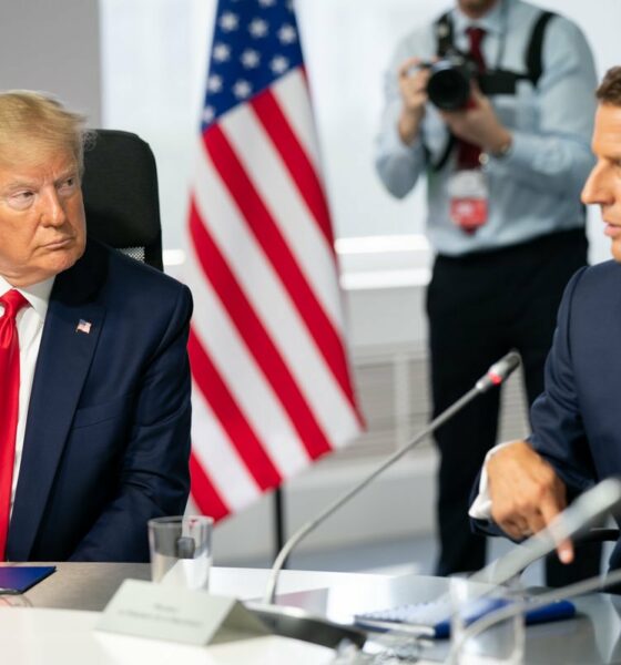 Donald Trump and Emanuel Macron at the G7 summin in Biarritz