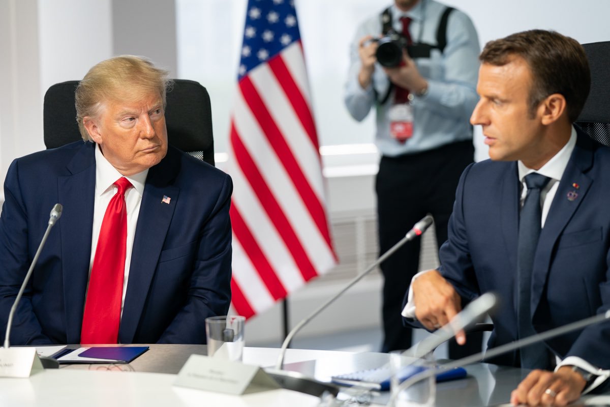 Donald Trump and Emanuel Macron at the G7 summin in Biarritz