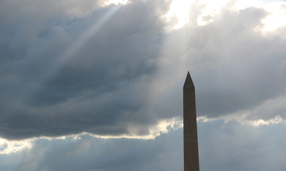 Washington Monument under clouds