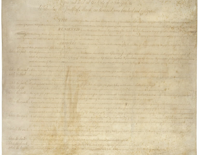 The Bill of Rights original handwritten text