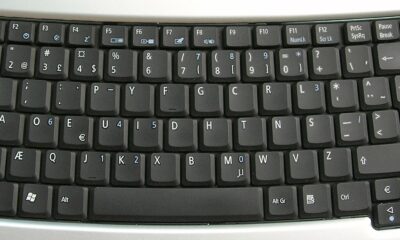 A Dvorak computer keyboard, sporting a more efficient layout and presence of special characters, useful for writing software