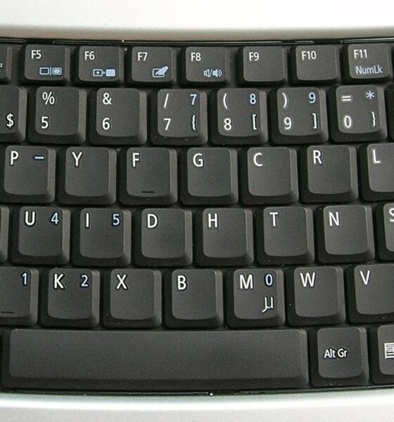 A Dvorak computer keyboard, sporting a more efficient layout and presence of special characters, useful for writing software