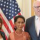 Nancy Pelosi greets Burmese activist Aung San Suu Kyi