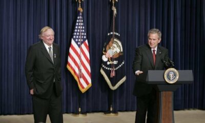 President George W. Bush honors Bill Buckley at the 50th anniversary of National Review magazine.