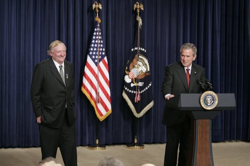 President George W. Bush honors Bill Buckley at the 50th anniversary of National Review magazine.