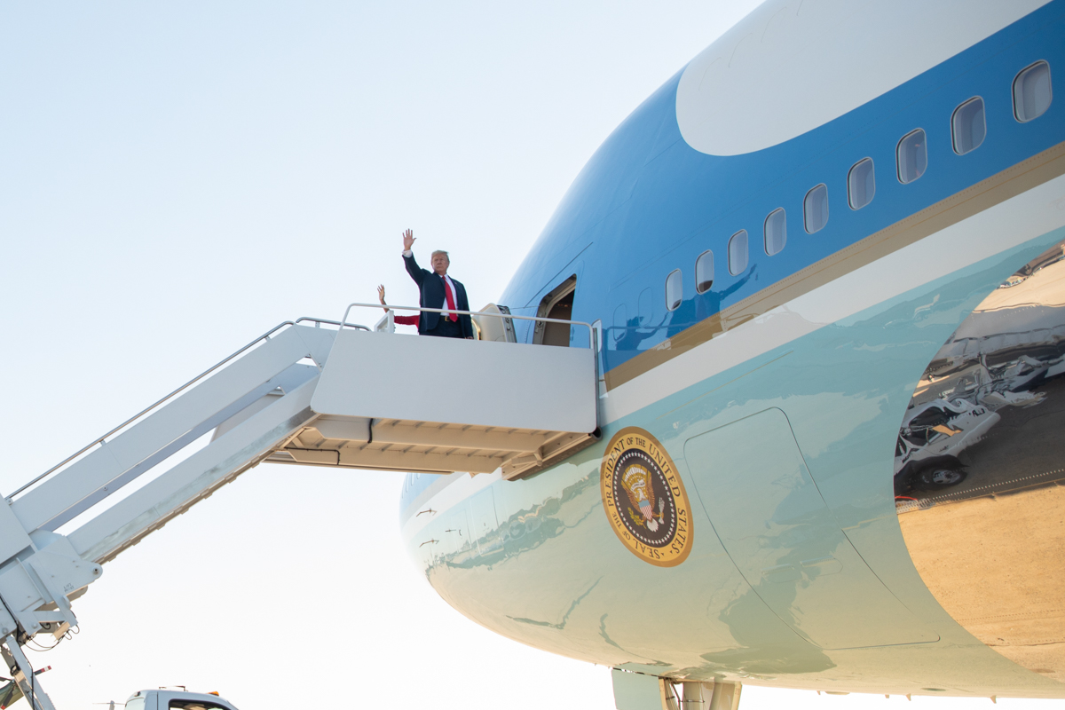 Donald and Melania Trump board Air Force One