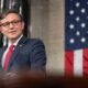 Representative Mike Johnson of Louisiana at his station atop the dais as Speaker of the House