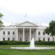 The White House, with the Rose Garden in the foreground