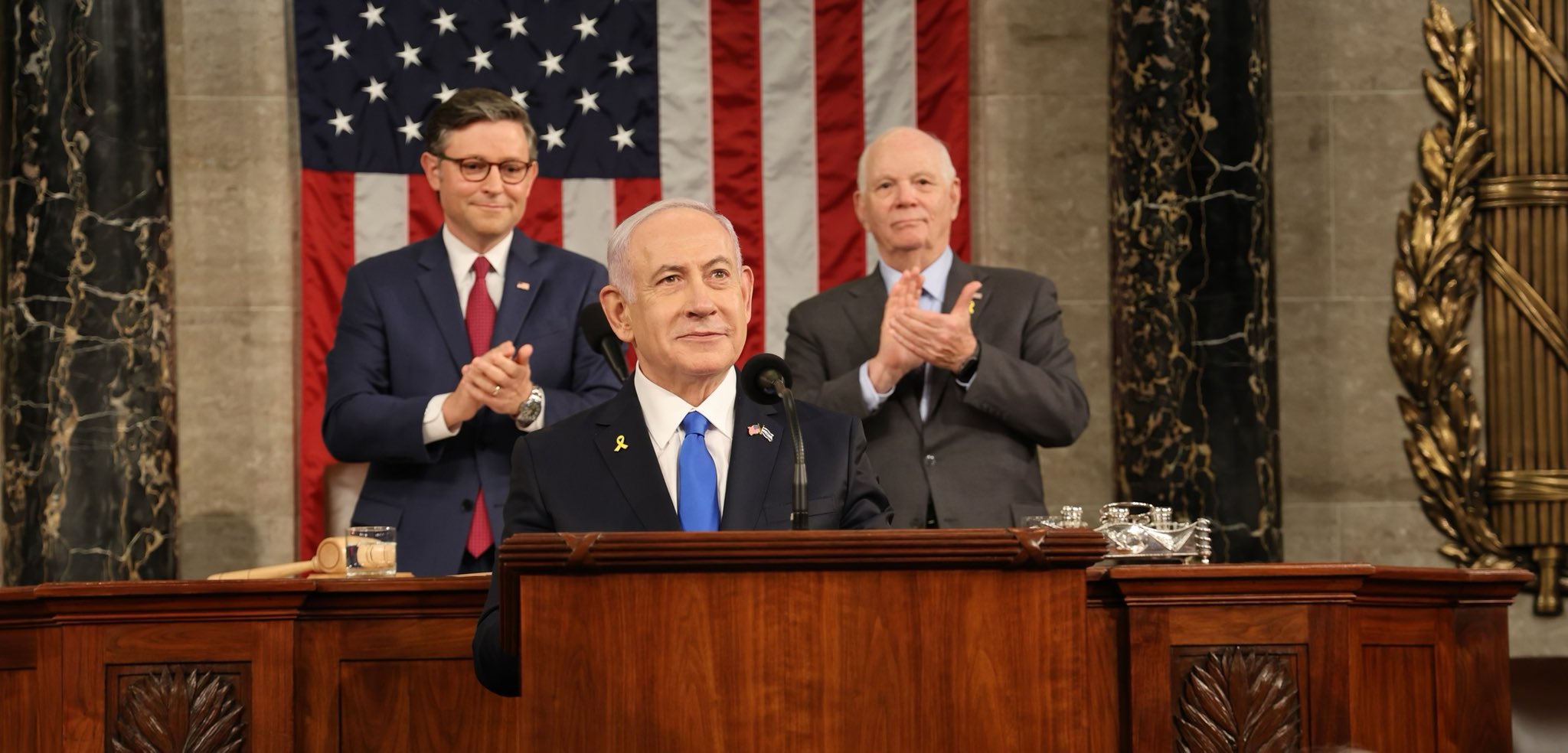 Prime Minister Benjamin Netanyahu of Israel addresses a joint session of the 118th Congress