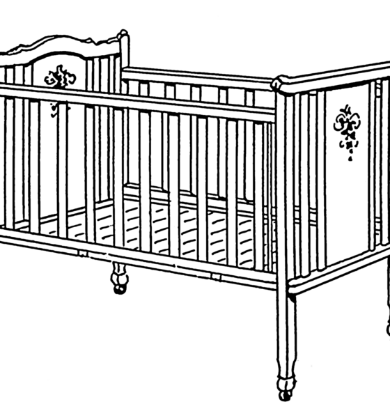 Line drawing of a crib