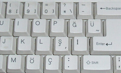 A computer keyboard from Turkey, with special Turkish characters added