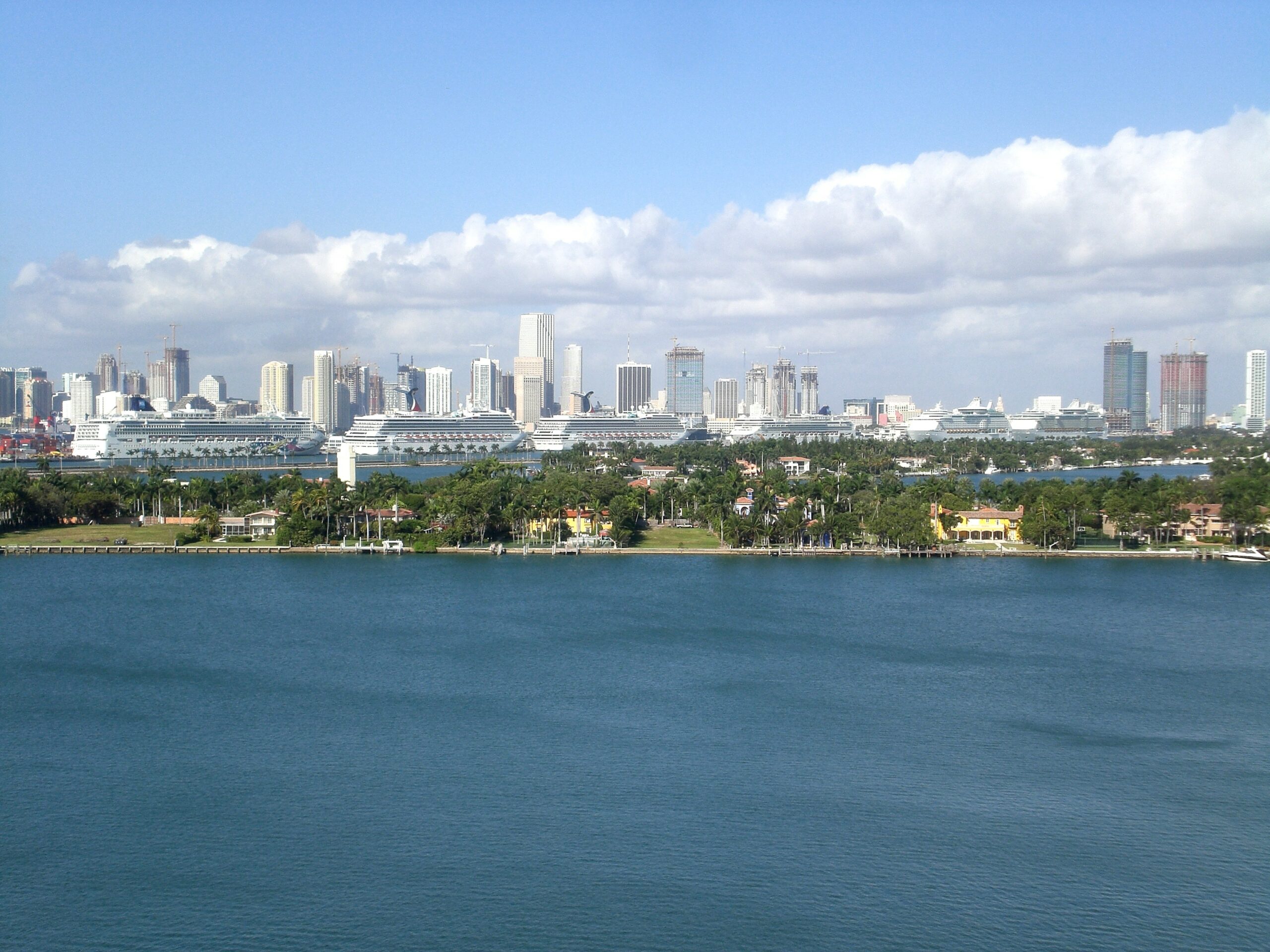 Miami, Florida - skyline looking inland from Miami Beach