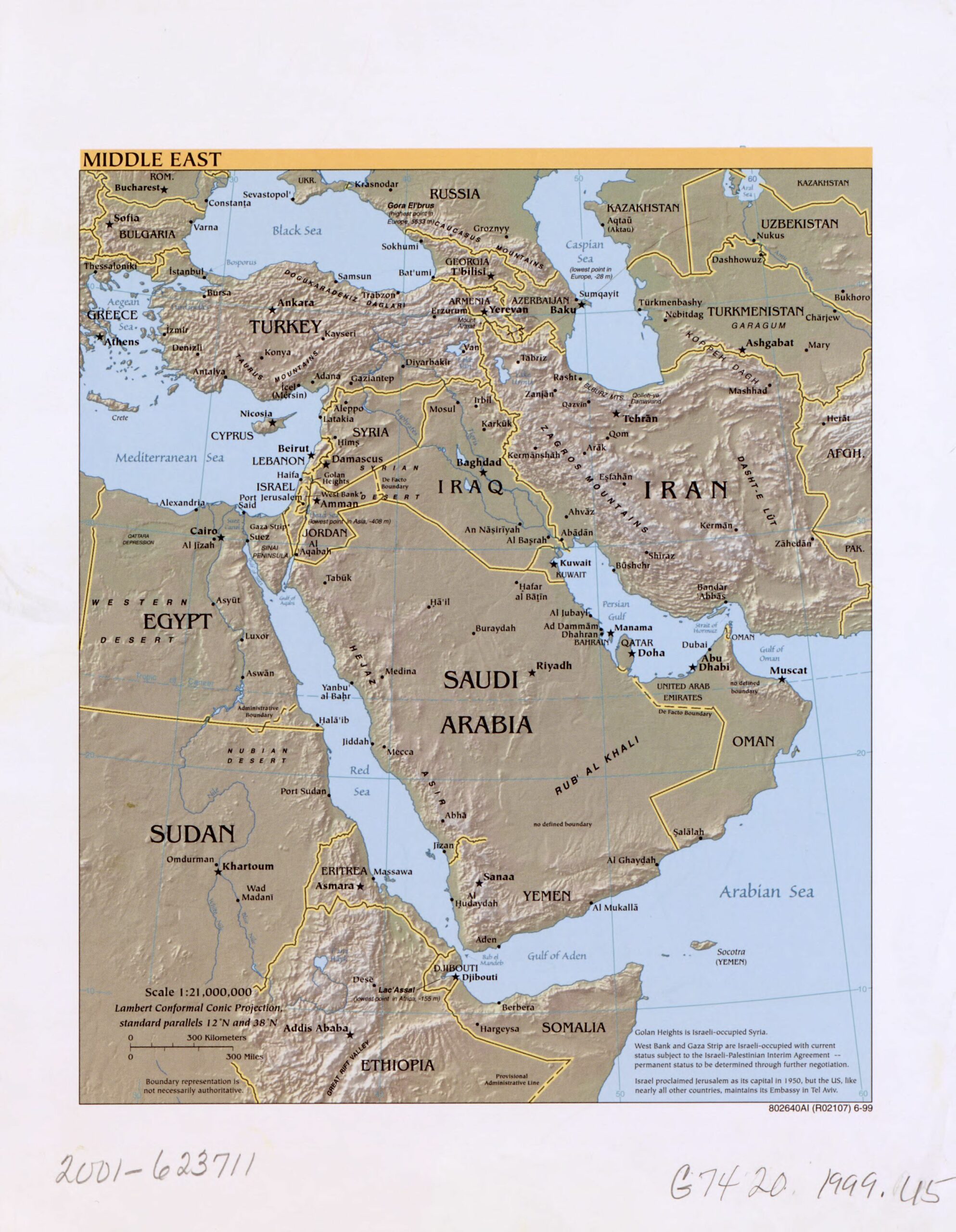 Map of the Middle East from the Library of Congress